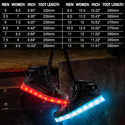 Vista 6 de IGxx Luz LED Zapatos deportivos con luces para hombres, zapatos deportivos de caña alta con LED, recargar con USB, zapatos, mujeres, brillante