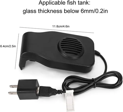 Vista 3 de Zerodis Mini ventilador de enfriamiento del acuario, enchufe ultra 100 240V del accesorio de la reducción de temperatura del silencio de los pescados