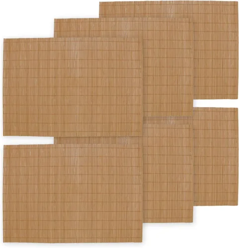 Vista 11 de BambooMN Mantel individual de bambú/tapete rodante de sushi - 18" x 13" - marrón, 4 piezas