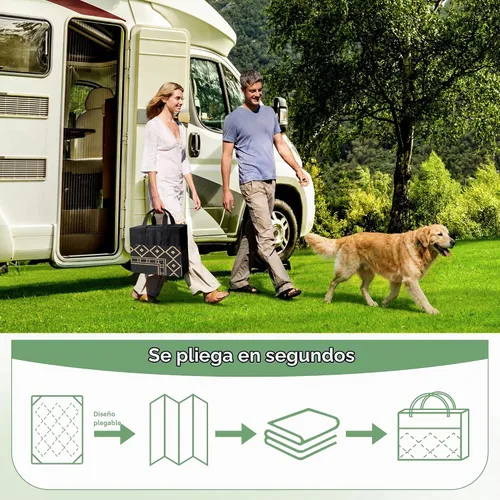 Vista 6 de GENIMO Alfombra de Exterior 5'x8' Impermeable para Patio, Alfombra de Paja de Plástico Reversible para Exteriores, Alfombras de Camping para Negro