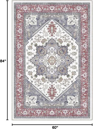 Vista 164 de OPPODREAM Alfombras suaves, pequeñas y lavables con parte trasera antideslizante, alfombra de cachemira sintética de pelo bajo, 2 x 3 pies, azul