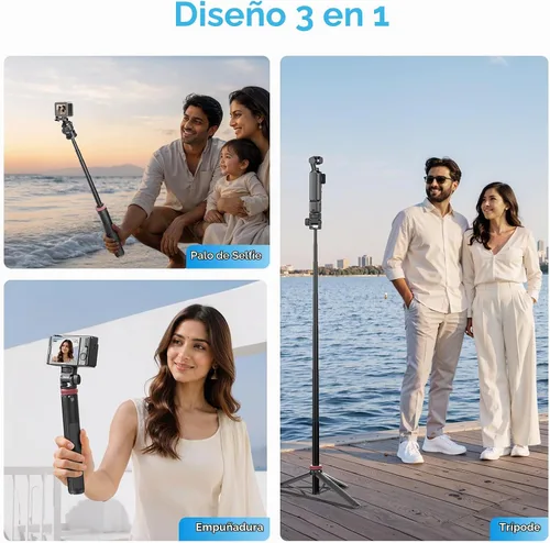 Vista 7 de ULANZI MT-71 Trípode selfie stick y mango de vlog con liberación rápida magnética y tornillo de 1/4 pulgadas, soporte de trípode ligero extensible