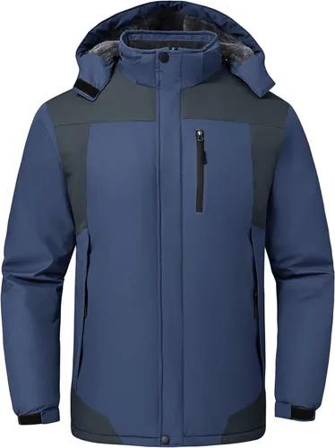 Vista 10 de Chaqueta de esquí para hombre, impermeable, resistente al viento, con capucha