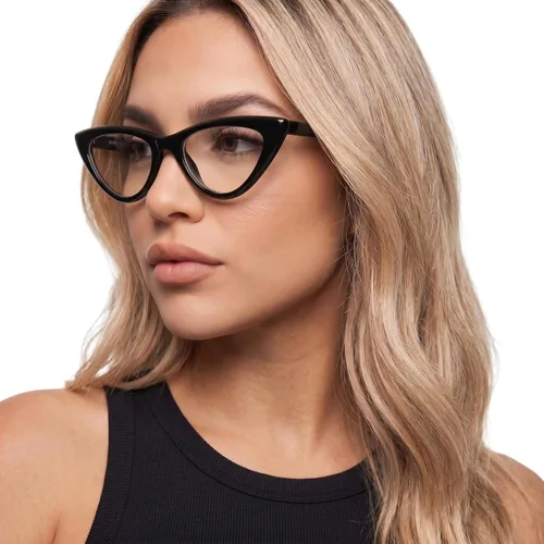 Vista 3 de 2SeeLife Lentes de lectura prémium TR-90 Cat Eye para mujer, estrechos, ajuste medio, marco resistente, bisagras de resorte, lectores elegantes Negro