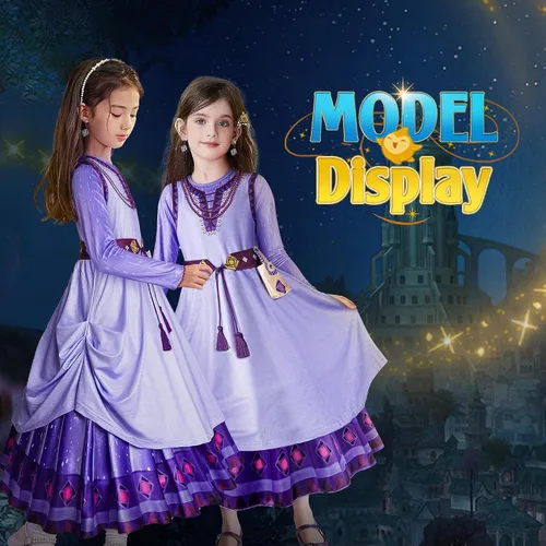 Vista 5 de Brigcalki Wish Asha - Disfraz de princesa para niñas, juego de rol para Halloween, Navidad, fiesta de cumpleaños