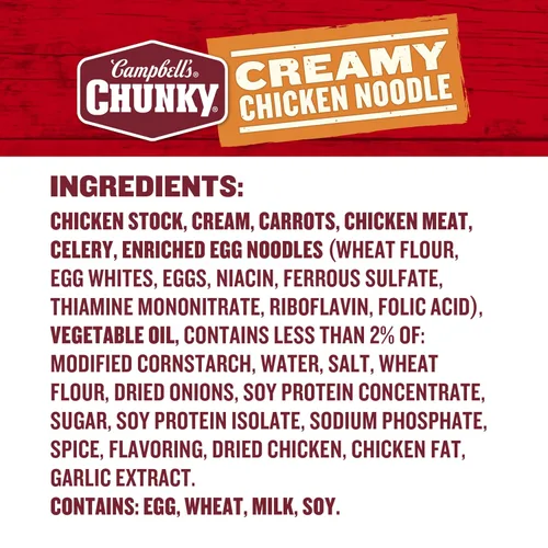 Vista 3 de Sopa Campbell's Chunky, Sopa Cremosa de Pollo con Fideos, Lata de 18.8 Oz