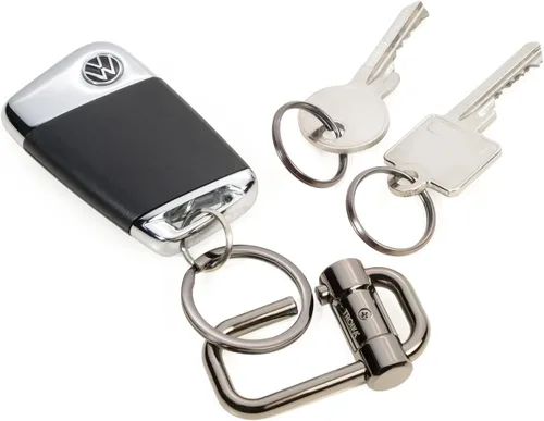 Vista 3 de TROIKA LLAVE DE 2 VÍAS KR22-09GM Llavero con 3 anillos para llaves en 2 tamaños Cierre deslizante para facilitar la organización de las llaves