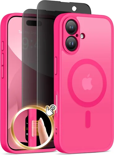 Vista 39 de GolbinBox - Funda magnética para iPhone 13 Pro Max, compatible con MagSafe, protección de cámara, protector de privacidad, funda translúcida mate, a