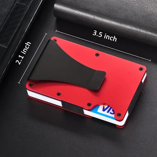 Vista 7 de Kenpal Cartera de metal minimalista con clip para dinero organizador de aluminio para tarjetas de crédito para hombres y mujeres Minimalista