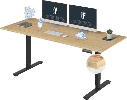 Vista 19 de FlexiSpot E6 Bamboo - Escritorio eléctrico de pie de 3 etapas con motor dual de 48 x 24 pulgadas, soporta 220 libras, altura ajustable con ajustes