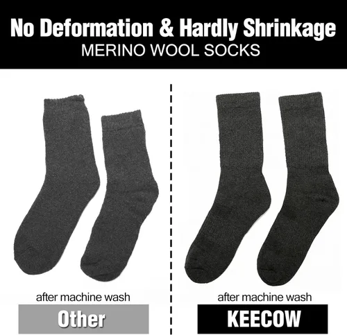 Vista 3 de KEECOW 3 pares de calcetines de senderismo de lana merino para hombres y mujeres, calcetines térmicos y cálidos para esquí, senderismo, deportes al