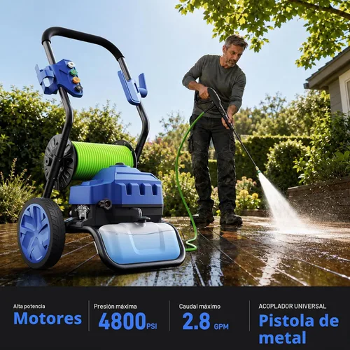 Vista 3 de Lavadora a presión eléctrica resistente 4800PSI, limpiador de lavadora