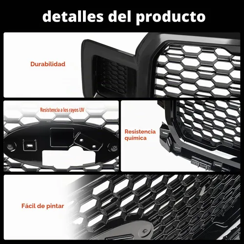 Vista 4 de Parrilla de parachoques delantera en forma de panal compatible con Ford F150 2018-2020 Agate Black, reemplazo para JL3Z8200SL