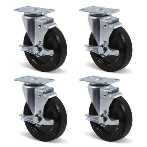 Vista 15 de Juego de 4 ruedas giratorias de 3 pulgadas, ruedas giratorias resistentes, ruedas de goma dura para muebles de camión de plataforma, carrito móvil
