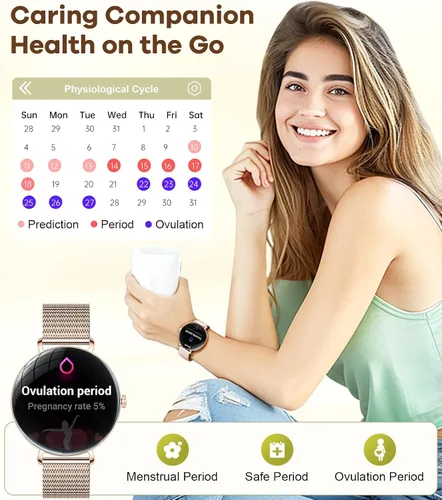 Vista 8 de Relojes inteligentes para mujer con llamadas/respuesta: reloj inteligente AMOLED de 1.43 pulgadas con pantalla táctil para teléfono Android