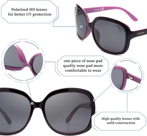 Vista 4 de LianSan Lsp301 lentes de sol extra grandes, polarizadas, para mujer