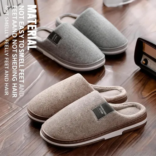 Vista 4 de ASHALI Pantuflas de espuma viscoelástica para hombre y mujer, de algodón suave y afelpado, para interiores y exteriores, con suela antideslizante
