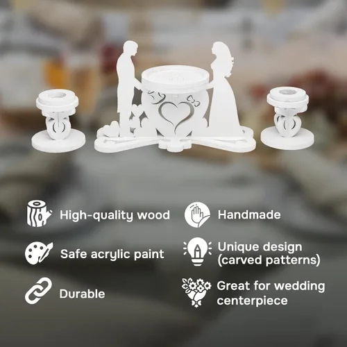 Vista 6 de Unity - Juego de 3 portavelas para novia y novio, velas para ceremonia de boda