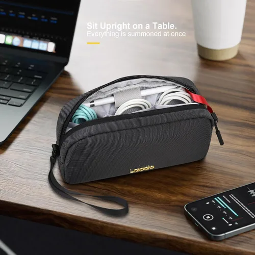 Vista 5 de Lacdo Organizador de artículos electrónicos, estuche de viaje, organizador de cables para artículos esenciales, resistente al agua, accesorios