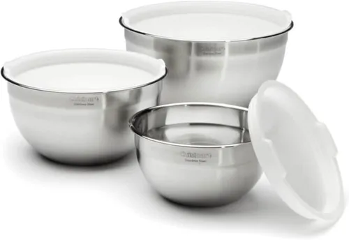 Vista 8 de Cuisinart CTG-00-SMB tazones para mezclar de acero inoxidable con tapas, juego de 3, rojo