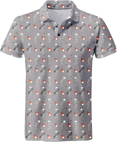 Vista 121 de Camisa de golf de los años 80 para hombre, ajuste seco, manga corta, estampada, divertidas, camisas de golf de los años 90 para hombre