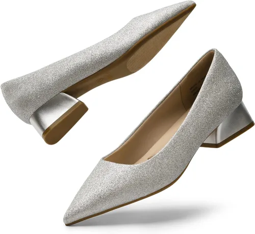 Vista 2 de DREAM PAIRS Zapatos de trabajo de tacón grueso para mujer, con puntera cerrada, zapatos de trabajo de bloque bajo, cómodos zapatos de boda