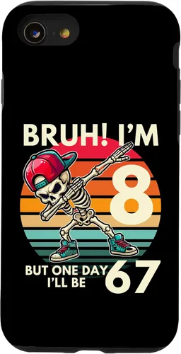 Vista 18 de Bruh I'm 8 But One-Day I'll Be 67 Retro 8th Birthday Kids Case for iPhone XR