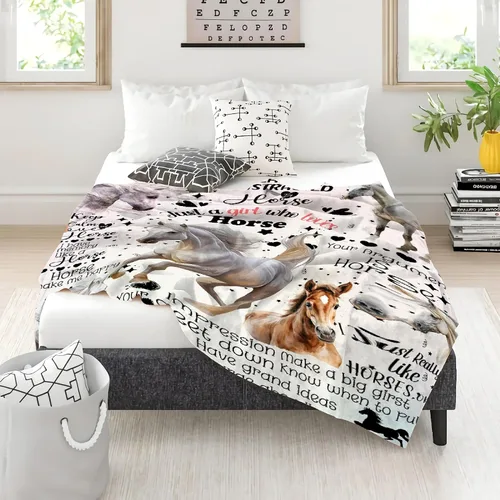 Vista 7 de Manta de caballos regalos para niñas y niños, manta de caballo regalos para decoración de bebé, manta de felpa suave y ligera de franela polar