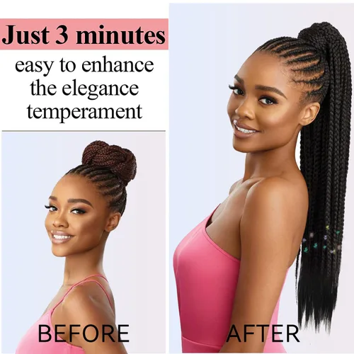Vista 4 de PARAHAIR Extensiones de cabello sintético suave y natural para trenzar en caja de 18 pulgadas, 3.53 onzas, color negro natural, para mujeres y niñas