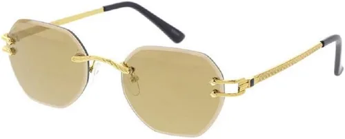 Vista 3 de Dweebzilla Lentes redondas de lujo geométricas sin montura delgadas Gafas de sol aviador