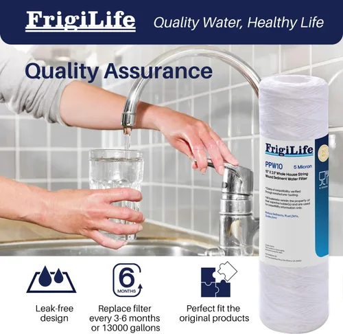Vista 5 de Cartucho de filtro de agua de sedimentos de cuerda de 5 micrones de 10 x 2.5 pulgadas para filtro de pozo, reemplazo universal con cualquier unidad