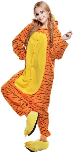 Vista 4 de Halloween Onesies Tiger Adult Unisex Cosplay Animal Pajamas Costumes Xmas