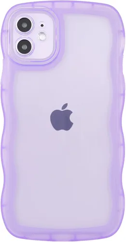 Vista 90 de SKYLMW Funda compatible con iPhone 12 Pro, diseño de ondas rizadas kawaii, borde chapado de lujo, elegante parte trasera transparente brillante, TPU