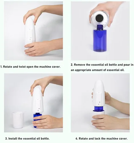 Vista 4 de Difusor sin agua enchufable, difusor enchufable para aceites esenciales, difusor enchufable de 3.4 fl oz, máquina de aire, difusor de aromas