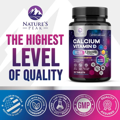 Vista 4 de Calcio 1200 mg por porción con vitamina D3 – Suplemento de salud ósea, vitamina D y suplementos de calcio para mujeres y hombres – hueso, dientes