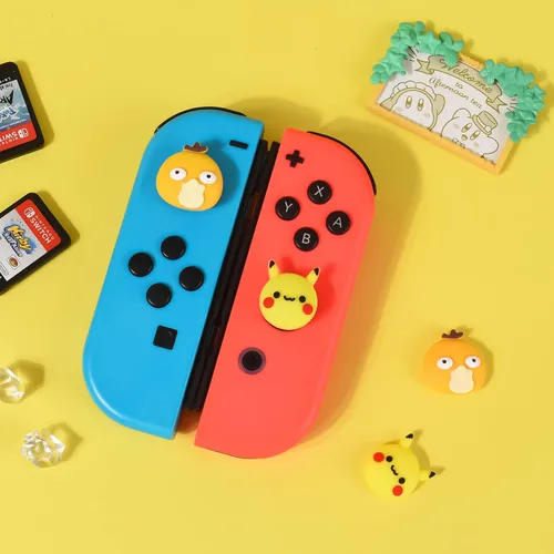 Vista 7 de DLseego Pika & Duck - 4 tapas de agarre para el pulgar regular SwitchSwitch LiteSwitch OLED Joy Con Joystick de silicona suave, lindo protector