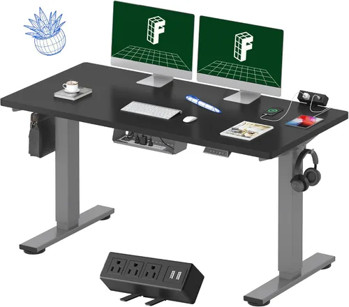 Vista 13 de FLEXISPOT EN2 Escritorio de pie de una pieza completa con regleta de alimentación de abrazadera, escritorio eléctrico de altura ajustable de 40 x 24