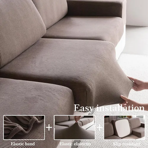 Vista 5 de OHSIO Fundas para Sofá Seccional, Fundas Elásticas para Sofá Resistentes al Desgaste, Fundas de Cojín Suaves y Lavables para Sofá, Protector