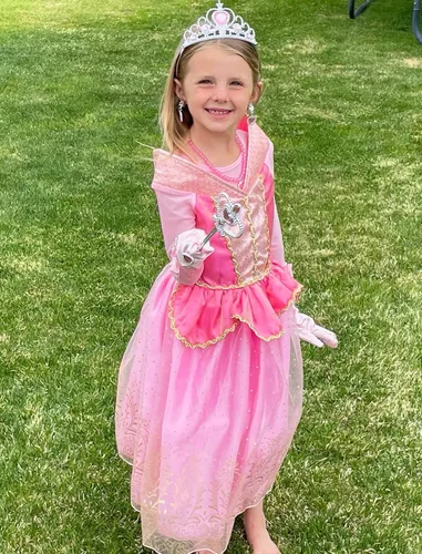 Vista 7 de knemmy Princess Dress Up Costume Aorura Dress for Girls Halloween Cosplay Christmas Birthday Party Dress Pink