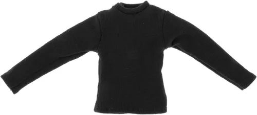 Vista 7 de Colaxi Camiseta de manga larga con figura de hombre a escala 1/12, ropa de muñeca en miniatura para figura de 6 pulgadas, color negro