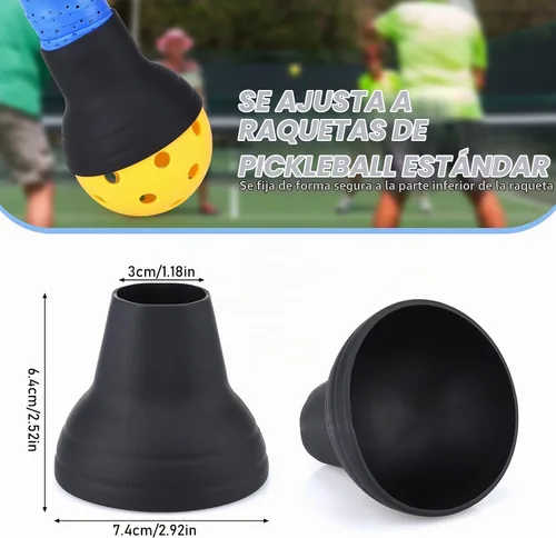 Vista 2 de TOBWOLF 2 piezas de recolector de pelotas de pickleball, recogedor superior de pickleball de silicona, succión universal para pala de pickleball