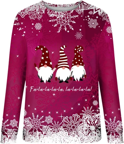 Vista 2 de Sudaderas de gran tamaño para mujer, sudadera casual de manga larga con cuello redondo, lindo suéter de ajuste relajado