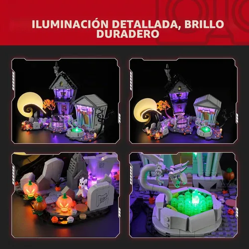 Vista 4 de Kit de luces BRIKSMAX 2.0 para La pesadilla antes de Navidad de Disney Tim Burton - Iluminación LED innovadora compatible con Lego Ideas 21351