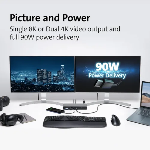 Vista 5 de Kensington Estación de acoplamiento SD5750T Thunderbolt 4 para Microsoft Surface Pro 10/9/8/7 y 13" y Surface Laptop Studio (K37899NA)