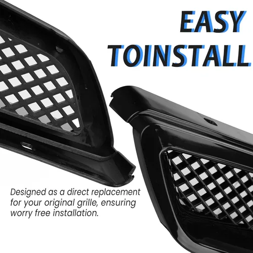 Vista 3 de Rejilla de parachoques delantero compatible con 1999-2000 para Civic Coupe/Sedán JDM Tipo R ABS Malla negra Parte de repuesto de protector