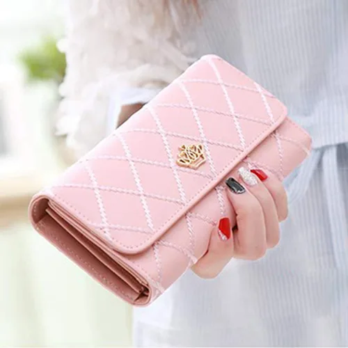 Vista 6 de NEWANIMA Billetera para mujer, para múltiples tarjetas, dos pliegues, de cremallera larga, cartera de mano, Estilo3-Rosa), NA