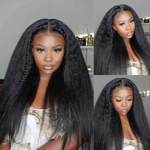 Vista 11 de Peluca negra Kinkycurly con borde 4C, cabello humano 4x4 HD encaje afro rizado cierre peluca para mujeres negras encaje precortado sin pegamento