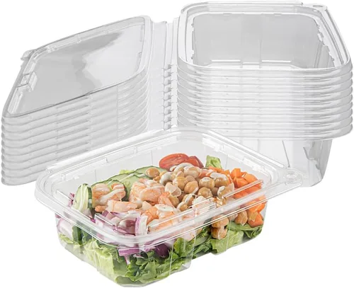 Vista 22 de Restaurantware Tamper Tek - Recipientes rectangulares para llevar de 11 onzas, 100 recipientes duraderos de plástico transparente congelable a