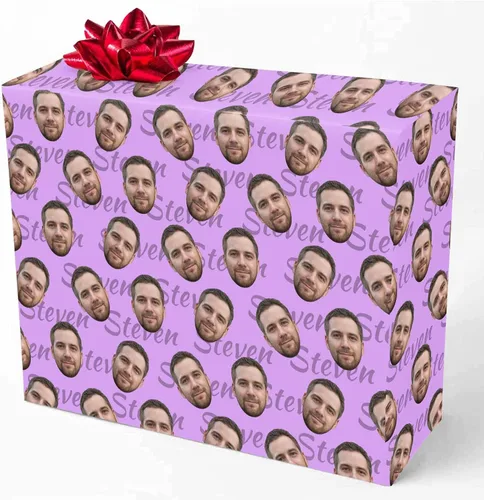 Vista 26 de M YESCUSTOM Papel de regalo con fotos personalizadas, papel de regalo para el Día de la Madre, Día del Padre, cumpleaños, Navidad