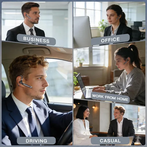 Vista 13 de Boytond Auriculares Bluetooth V6.1, auriculares inalámbricos de 100 horas de conversación con micrófono para trabajo, CVC8.0 con cancelación